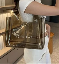 PVC Brown Clear Tote Bag