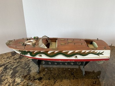 Vintage 1950 s ITO Dragon Japanese Wooden Battery Powered Speed Boat Toy Boat