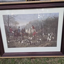 Run To Earth" Framed & Matted Lithograph Print by Heywood Hardy (large) 39”x30”