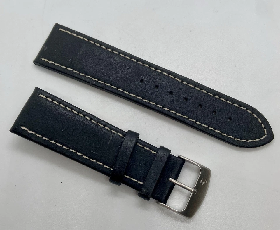 Новый ремешок для часов CONDOR Lowell черная кожа 22 мм ушки серебряная пряжка прошитая - Изображение 3 из 4