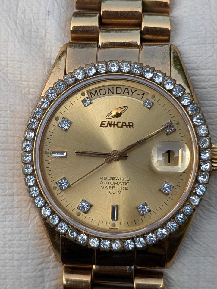 Reloj Hombre Vintage ENICAR Automático 25 Joyas ZAFIRO 100M Hecho en Suiza Foto 3 de 4