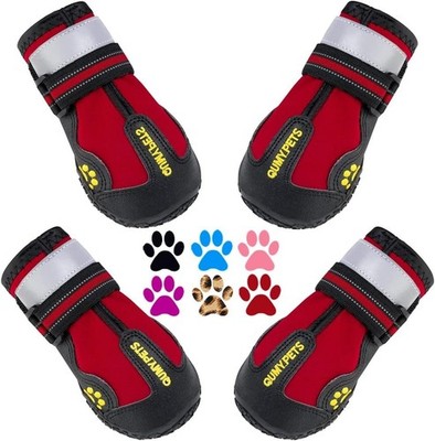 QUMY Dog Shoes SIZE 1 RED for Small Dogs Boots & Paw Protectors