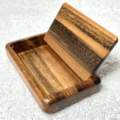 Wood Business Card Holder, Portable Display Case, Minimalist, Executive Desk