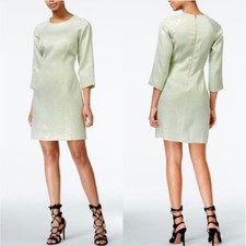 Rachel Rachel Roy Sheath Dress Women 6 Pale Green Metallic Shimmer Retro Glitzy