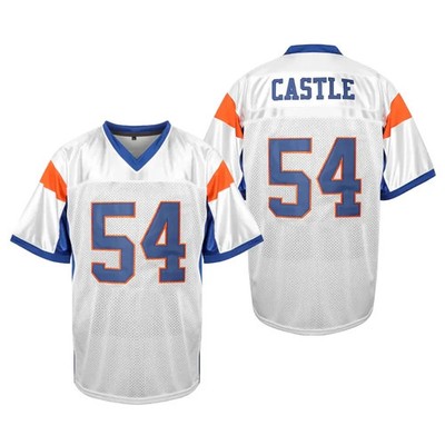 Blue Mountain State # 54 Thad Castle/ #7 Alex Moran Blue/White Jersey Size S-3XL