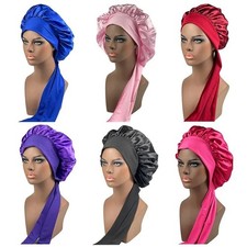Satin Bonnet with Tie Band Adjustable Silk Hair Bonnet for Women Sleeping Soft