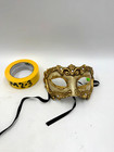 Venetian Masquerade Eyemask Gold Beige Plastic w Rhinestones Adjustable