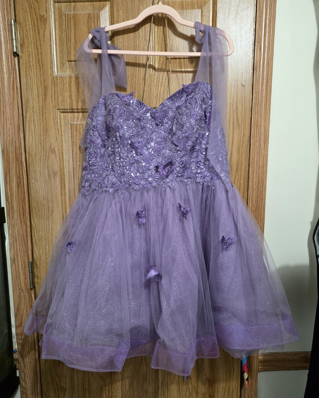 Women's  Purple Tulle Fit & Flare Sequin Bow Sleeveless Dress Size 10 Party