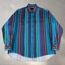 Vintage Wrangler Brushpopper Western Shirt Mens Large Striped Button Up L