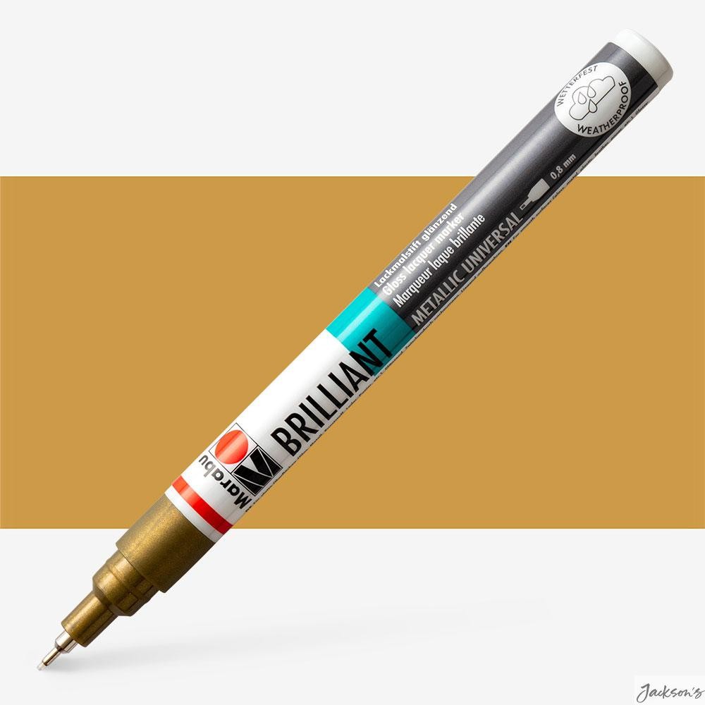 Marabu Brilliant Painter Paint Marker Organic Solvent 0.8mm Gold For Metal Glass