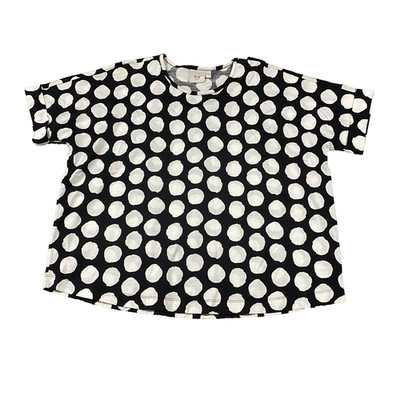 Elk Polka Dot Top Womens XS Black White Rolled Sleeve Scandi Minimalist Organic 