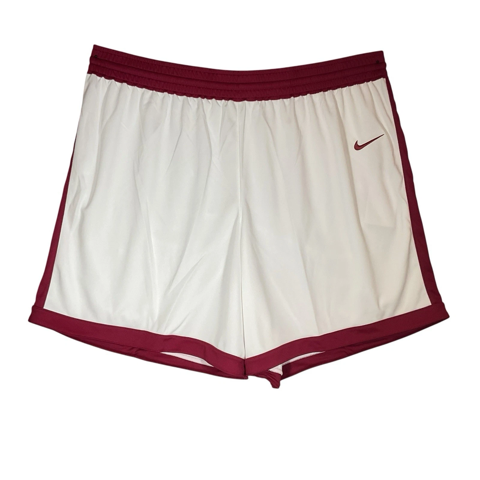 Nike Mens Basketball Shorts Size 4XL Dri-Fit White Maroon NWT