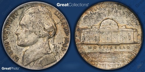 1943-P Jefferson Nickel Clamshell Lamination Mint Error ICG MS63 War Nickel L@@K
