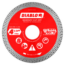 Diablo DMADC0450 Cut-Off Disc 4-1/2" Continuous Rim Max RPM 13280 Masonry