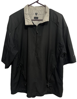 NIKE GOLF Men 1/4 Zip Black Clima-Fit VTG Short Sleeve Pullover Golfing Jacket L