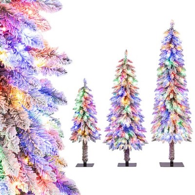 3' 4' 5' Artificial Christmas Tree Set of 3 w/ Snow-flocked Branch Tips