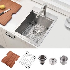 15x20 Inch Drop In Bar Sink Workstation, 15x20x9 Topmount T304 Stainless Stee...