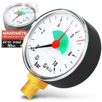 Manometer 50 Mm Druck 10 Bar 1/4 Unten Druckmanometer Armatur Wasserdruckmesser