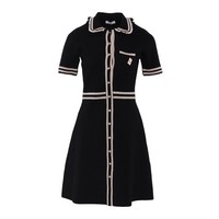 Sandro Kleid Schwarz Gr. 38 FR / M Damen Kragen Strickkleid Minikleid SFPRO01884