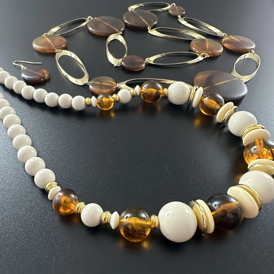 Lote de collar y pendientes perforados imitación caparazón de tortuga #383 Foto 3 de 4