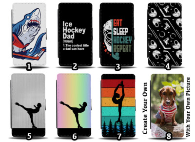 Eishockey Flip Geldbörse Etui Hockeys Skater Skating Spieler lustige Schlittschuhe Stick