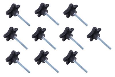 Lot 10 each 3/8 16 Male Threads Star Knobs 2 inch Diameter with 2 inch Long Thre