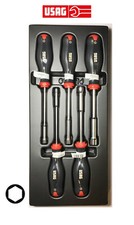 USAG 599/299 Serie Set 5 cacciaviti a bussola esagonale con Termoformato
