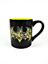 Batman Ceramic Mug Cup Black Yellow Metallic Logo 12 Oz DC Comics New W Label