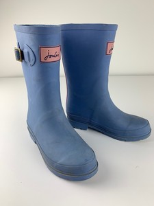 Joules Niños Talla 2 Welly Botas de Lluvia Azul de rayas en rosa clima  charcos Usado * LEER * | eBay