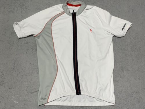 Specialized Jersey Mens Medium White Full Zip Cycling Bike Short Sleeve Defect - Afbeelding 1 van 16