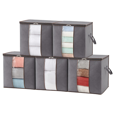 Lifewit Clothes Storage Bag 90L Large Capacity Organizer , 5 Pack, Grey