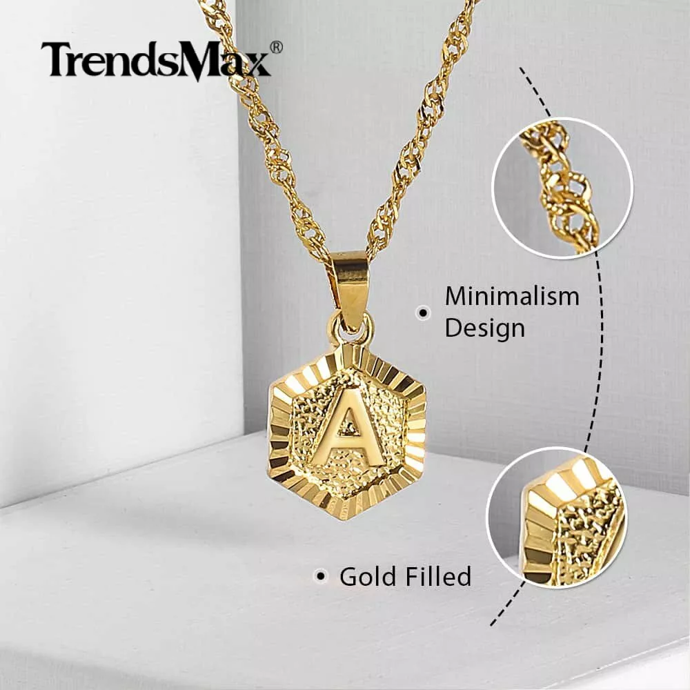 Monogram gold cheap pendant necklaces