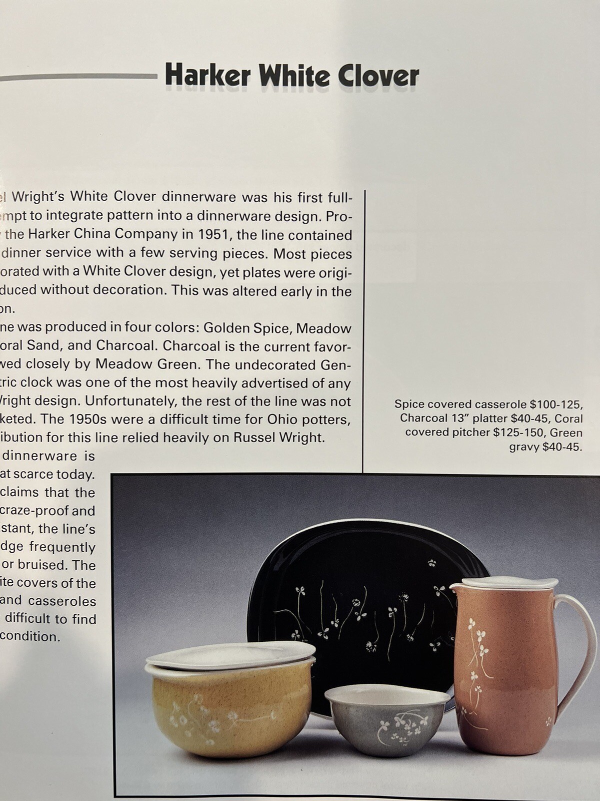 Russel Wright Dinnerware, Pottery and More : An Identification and Price...
