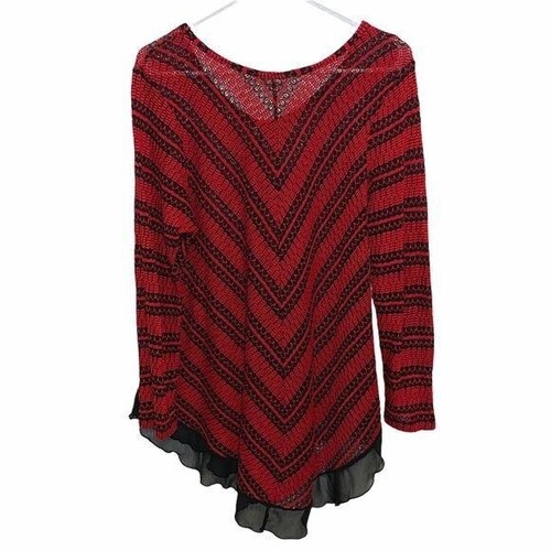 Cato Red And Black Long Sleeve Tunic Blouse 18/20W - Bild 5 von 7