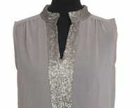 Damen Bluse ÄRmellos Rosa Transparent Kragen Pailette Festlich Hirtreiter 36 Neu