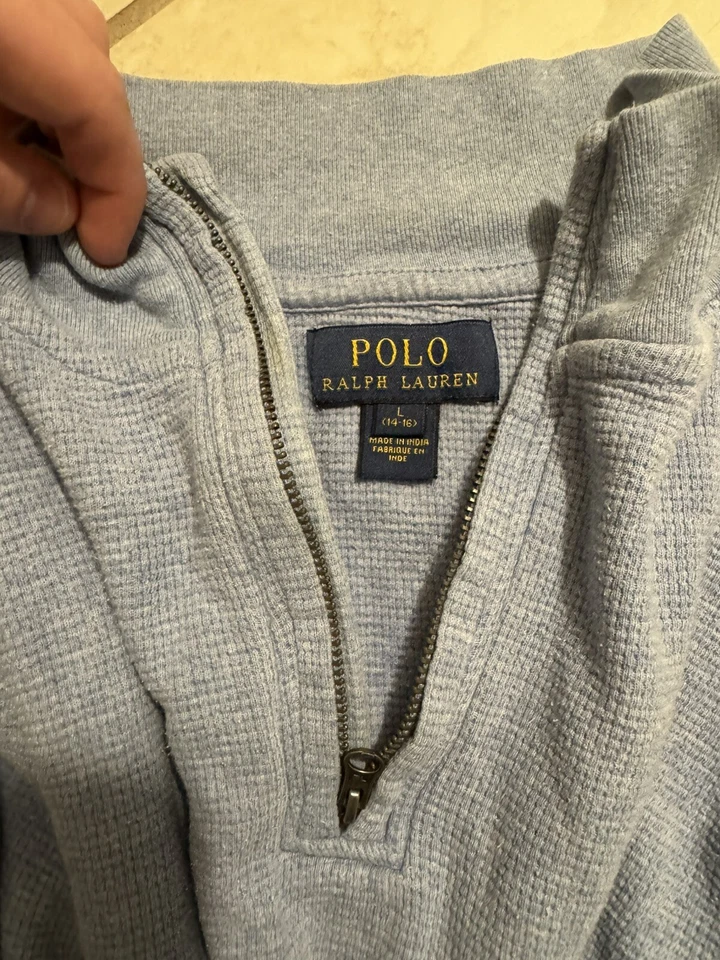 Светло-синий мальчик Polo Ralph Lauren четверть молнии кардиган - Изображение 2 из 2