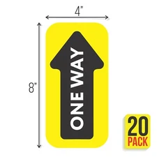 One Way Arrow Enter Social Floor Decals for Hard Floor, Stickers, Signs (20 pack