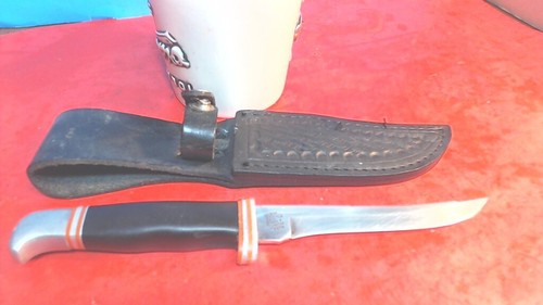 Vtg- JET- AER G-96 No 920 Fixed Blade- Hunting Knife-Stainless- Japan and sheath - Picture 3 of 8