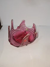 Collectible Cranberry Glass Bowl,Hand Blown Glass,Rossi Heritage Collection (s)