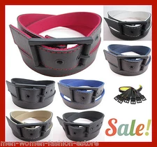 Belt Mens Womens Leather Stitched Reversible Cotton Web Canvas Golf Dress 1 1/2"