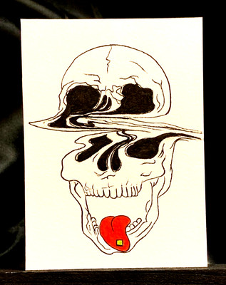 Original ACEO Reality Distorted Ink Art Medium Marker on Paper Signed by Artist