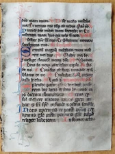 Original Manuscript Leaf on Vellum Prayerbook Fine Initials (C) - 1450