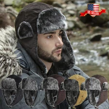 Corduroy Aviator Trapper Hat Winter Cap Ski Warm Fur Cap