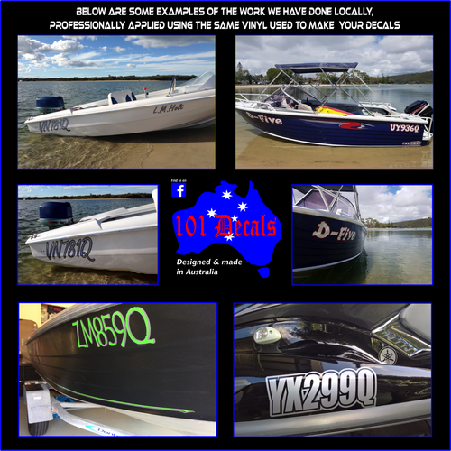 2x150mm Fishing Boat REGISTRATION rego numbers lettering marine decals