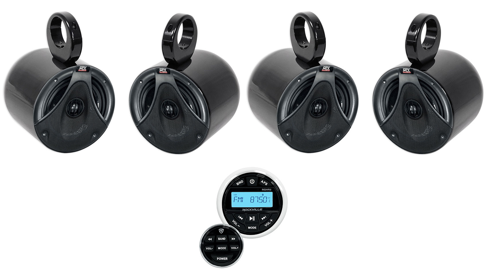 4 Колонки MTX 65 150 Вт Black Marine Boat Wakeboard Tower для морской лодки Bluetooth-приемник 57590₽