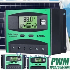 PWM Controlador de carga solar de 30/60/100A pantalla LCD 12V/24V/48V Regulador