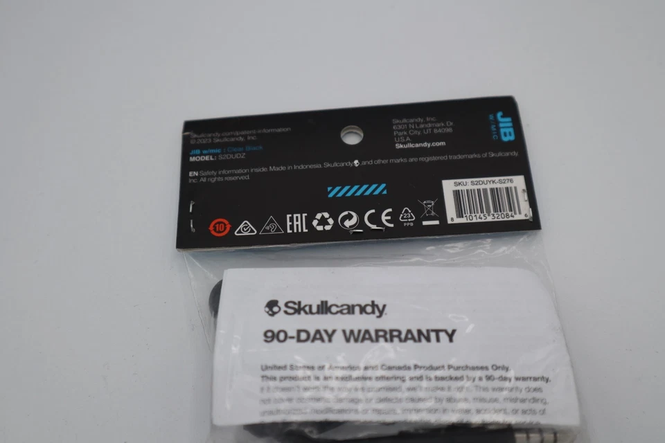 Skullcandy JIB with mic model s2dudz Clear/White/Black wired earbuds NEW IN PACK - Image 3 of 3