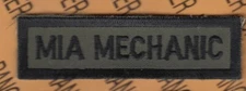 USAF Air Force MIA MECHANIC OD Green Black 3.75" tab patch 