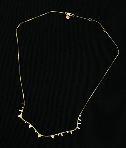 MADEWELL Gold-Tone Geometric Mixed Charm Necklace | Triangle/Rectangle Accents