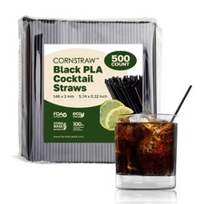 500 COUNTCORNSTRAW 5" Short Cocktail Straws & Coffee Stirrers - Eco-Friendl...